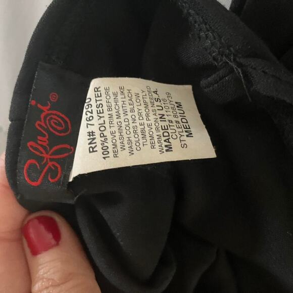 Vintage y2K Black asymmetrical handkerchief hem midi dress with pink trim medium - Picture 4 of 4